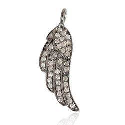 Angel Wing Design Pendant 0.30ct Pave Diamond 925 Sterling Silver Jewelry