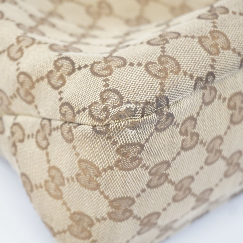 Auth Gucci Horsebit Shoulder Bag 115867 Womens GG Canvas Shoulder Bag Beige