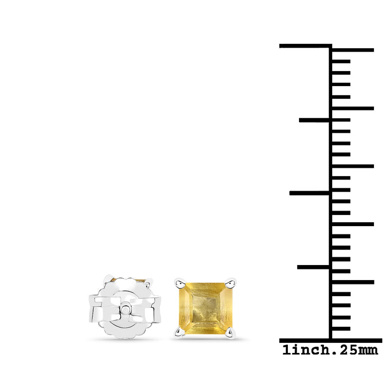 0.62 Carat Genuine Citrine .925 Sterling Silver Earrings