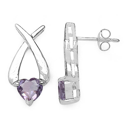 1.40 Carat Genuine Amethyst .925 Sterling Silver Earrings