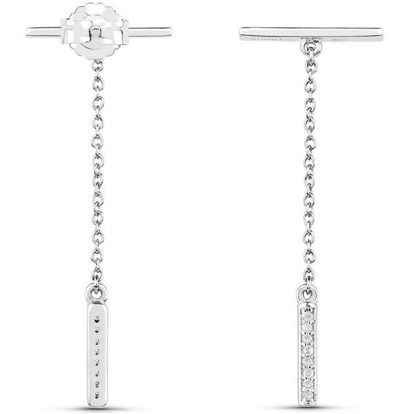 0.09 Carat Genuine White Diamond .925 Sterling Silver Earrings