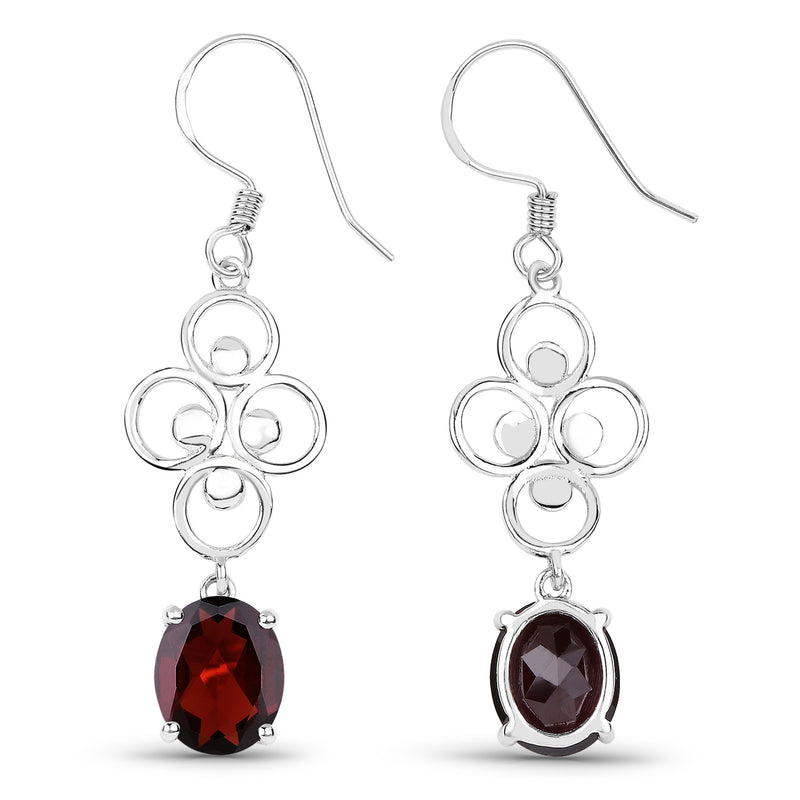 7.30 Carat Genuine Garnet .925 Sterling Silver Earrings