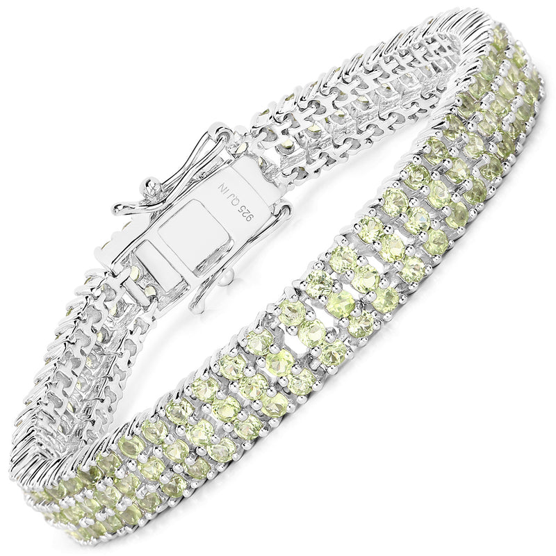 11.97 Carat Genuine Peridot .925 Sterling Silver Bracelet