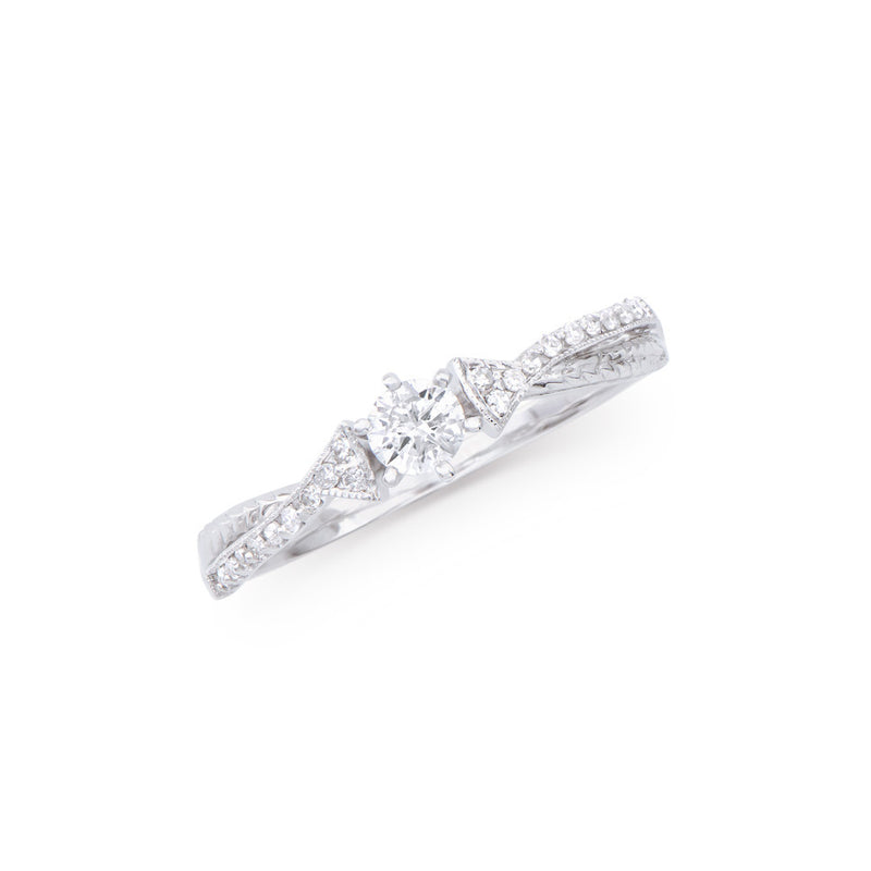 0.33 CTS TW CERTIFIED DIAMONDS 14K WHITE GOLD DESIGNER RING SIZE 7.5