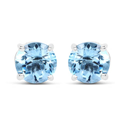 2.10 Carat Genuine Blue Topaz .925 Sterling Silver Earrings