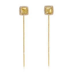 18k Yellow Gold 1.8ct Ice Diamond Ear Threads Dangle Fashion Jewelry Gift