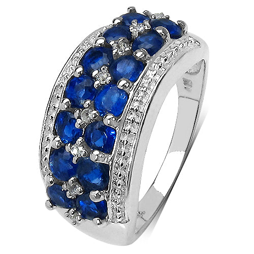 2.00 Carat Genuine Kyanite & White Topaz .925 Sterling Silver Ring