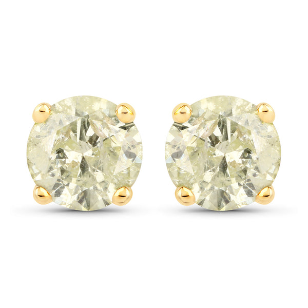 1.12 Carat Genuine LB Diamond 14K Yellow Gold Earrings