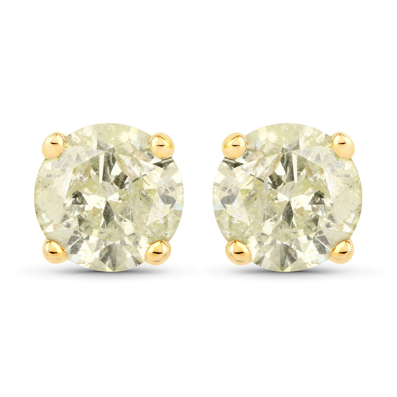 1.12 Carat Genuine LB Diamond 14K Yellow Gold Earrings