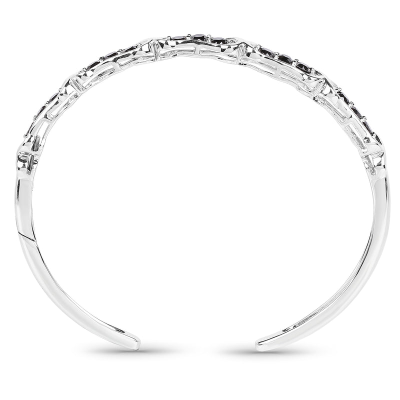 1.88 Carat Genuine Black Diamond .925 Sterling Silver Bangle