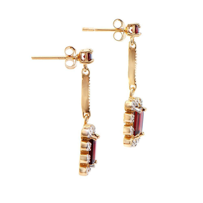 2.09 TW CTS GARNETS & DIAMONDS 18K GOLD PLATED DESIGNER EAR-RINGS