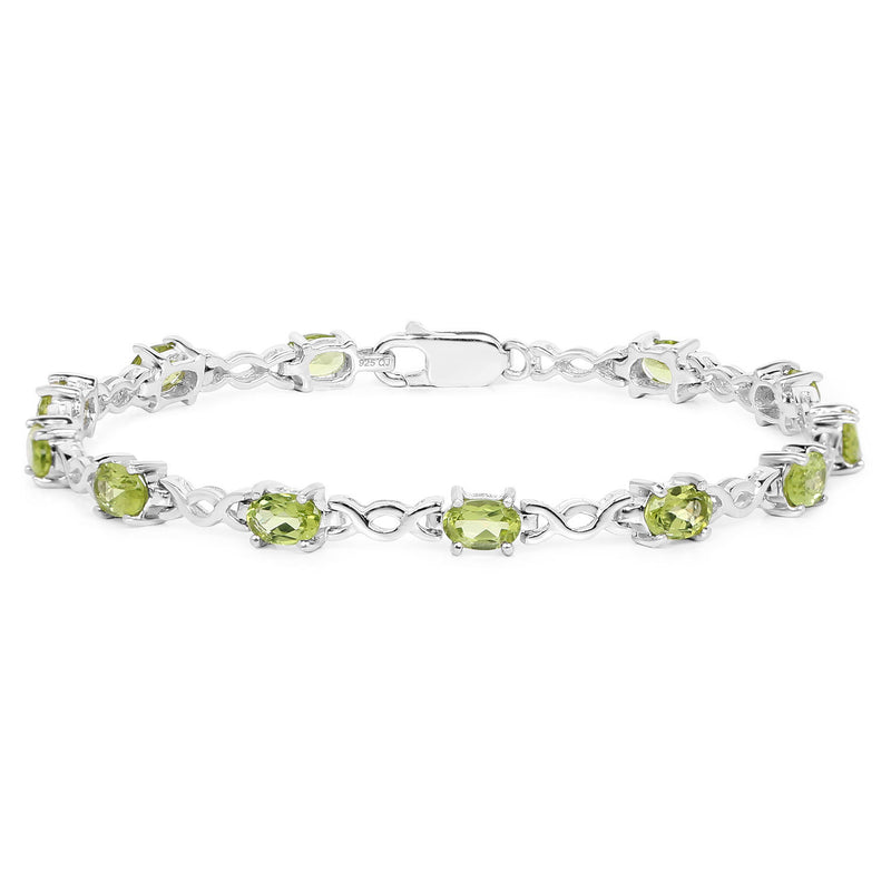 4.92 Carat Genuine Peridot .925 Sterling Silver Bracelet