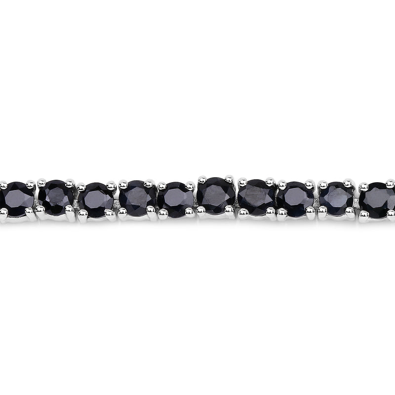 6.89 Carat Genuine Black Sapphire .925 Sterling Silver Bracelet