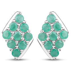 1.80 Carat Genuine Emerald .925 Sterling Silver Earrings