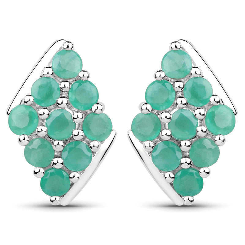 1.80 Carat Genuine Emerald .925 Sterling Silver Earrings