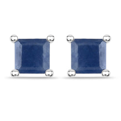 1.20 Carat Genuine Blue Sapphire .925 Sterling Silver Earrings