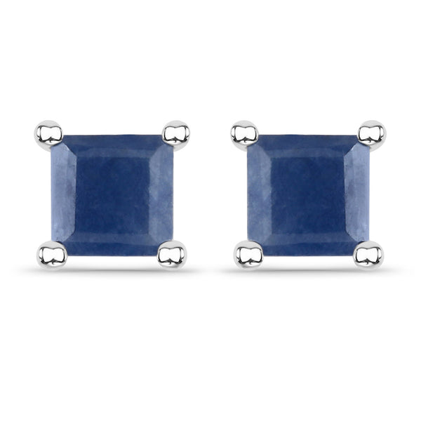 1.20 Carat Genuine Blue Sapphire .925 Sterling Silver Earrings