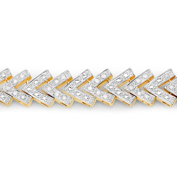 14K Yellow Gold Plated 0.90 Carat Genuine White Diamond .925 Sterling Silver Bracelet