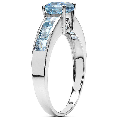 2.74 Carat Genuine Blue Topaz .925 Sterling Silver Ring