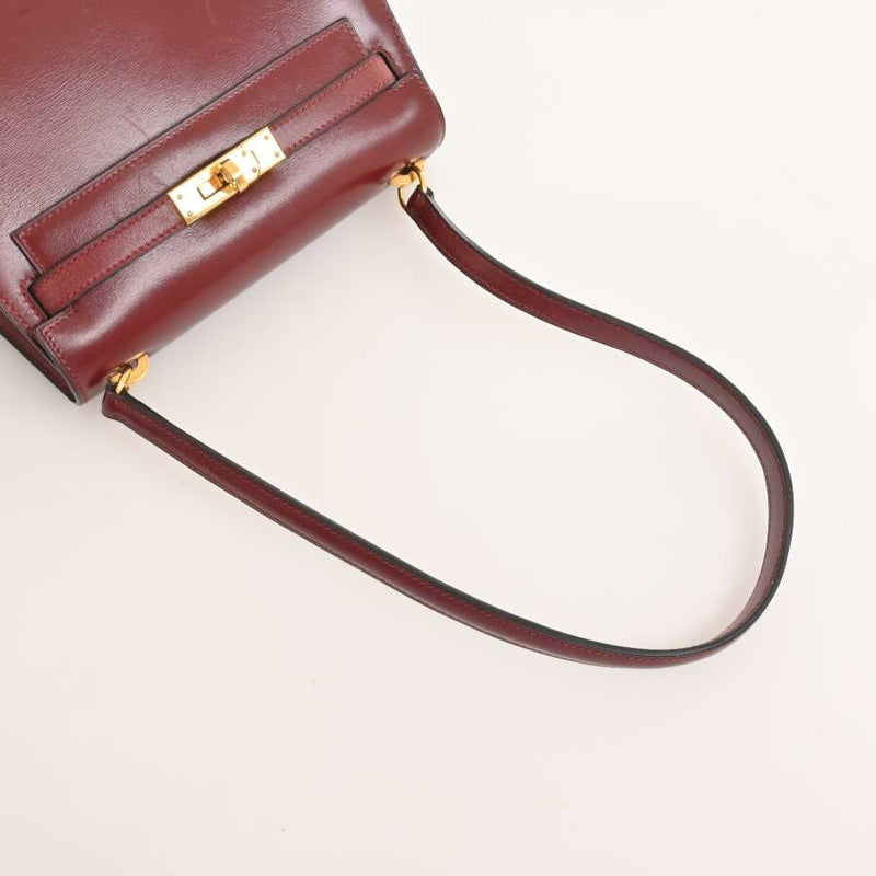 Hermes Kelly Womens Box Calf Leather Shoulder Bag Bordeaux