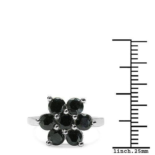 2.31 Carat Genuine Black Sapphire .925 Sterling Silver Ring