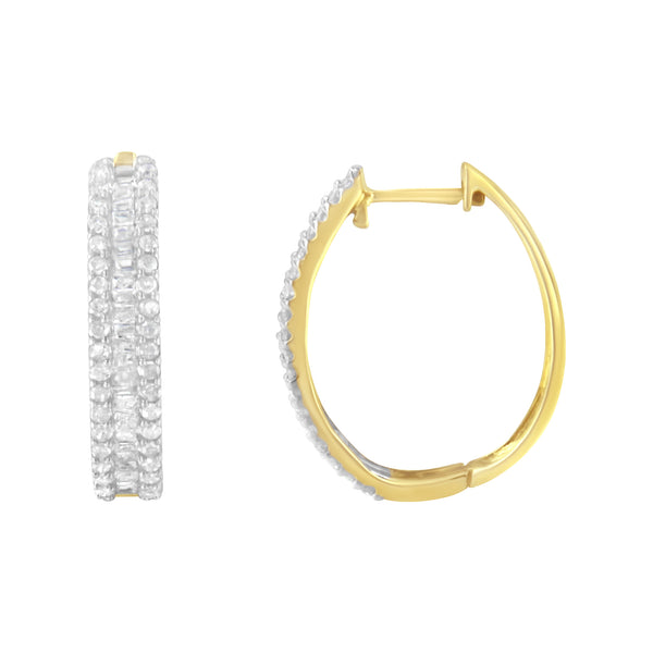 10K Yellow Gold Diamond Hoop Earring (3/4 cttw, I-J Color, I2-I3 Clarity)