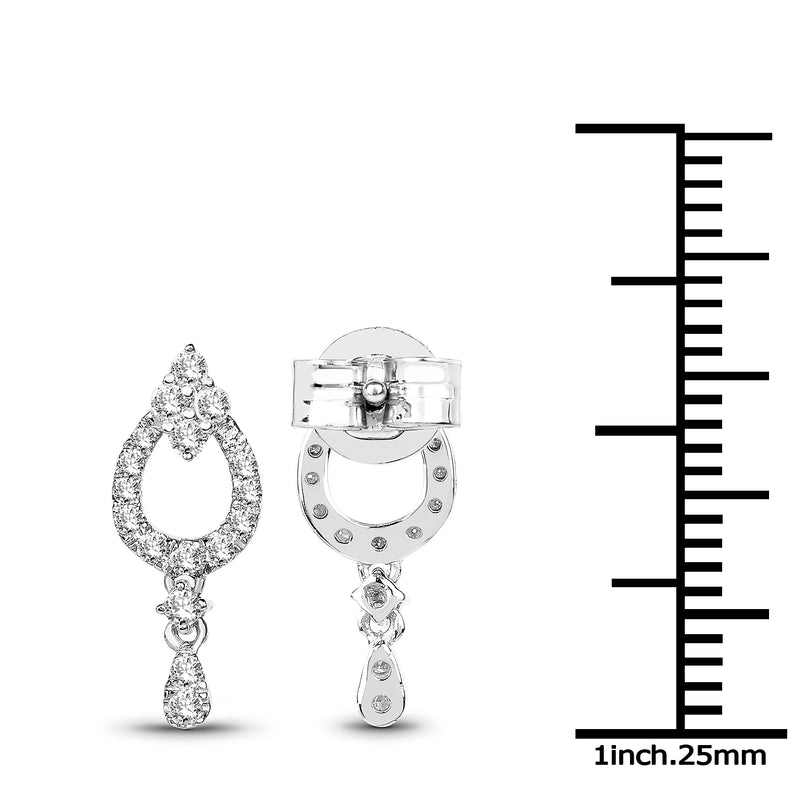 0.34 Carat Genuine White Diamond 14K White Gold Earrings (G-H Color, SI1-SI2 Clarity)