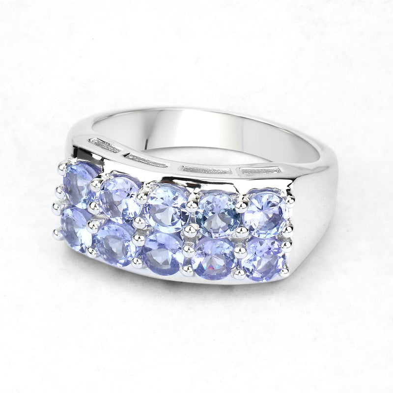 1.90 Carat Genuine Tanzanite .925 Sterling Silver Ring