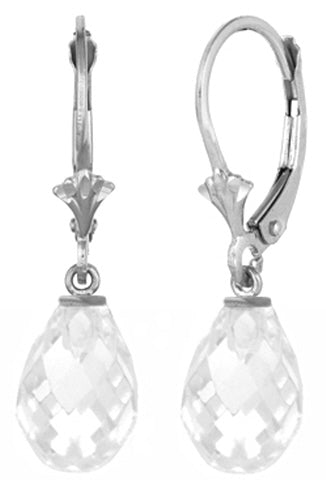 10 Carat Sterling Silver Leverback Earrings Briolette Cubic Zirconia