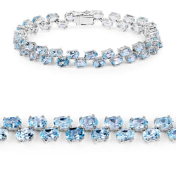 23.46 Carat Genuine Blue Topaz .925 Sterling Silver Bracelet