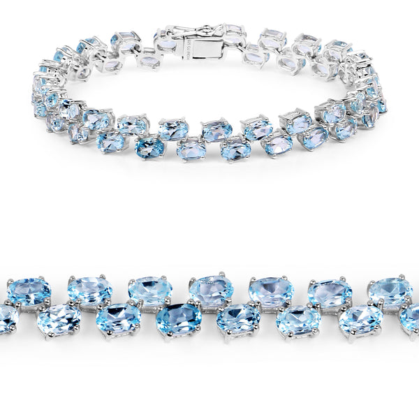 23.46 Carat Genuine Blue Topaz .925 Sterling Silver Bracelet