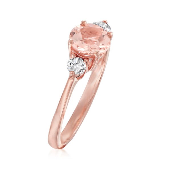 14K Rose Gold With Morganite , Diamond Ring