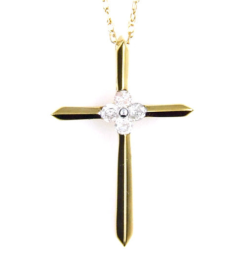 .10ct Diamond Cross Religious Pendant 10KT Yellow Gold