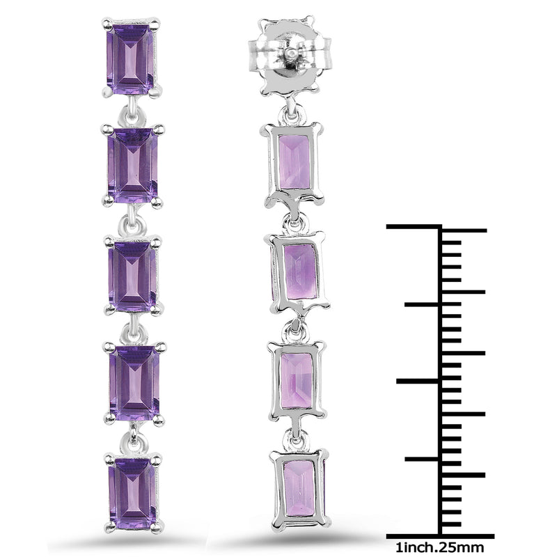 5.50 Carat Genuine Amethyst .925 Sterling Silver Earrings