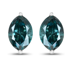 1.32 Carat Genuine Blue Diamond 14K White Gold Earrings