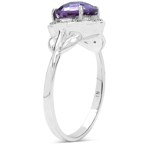 2.25 Carat Genuine Amethyst .925 Sterling Silver Ring