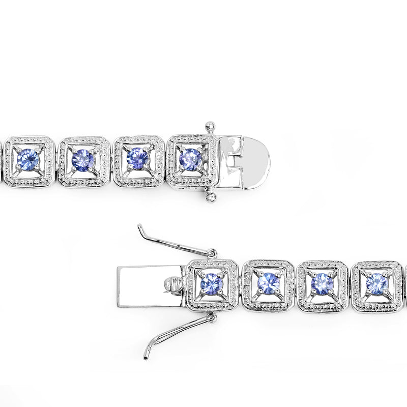 4.14 Carat Genuine Tanzanite .925 Sterling Silver Bracelet