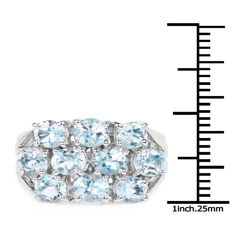 3.60 Carat Genuine Blue Topaz .925 Sterling Silver Ring
