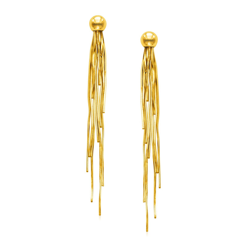 14k Yellow Gold Post Earrings with Polished Dangles