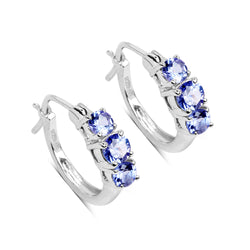 1.58 Carat Genuine Tanzanite .925 Sterling Silver Earrings