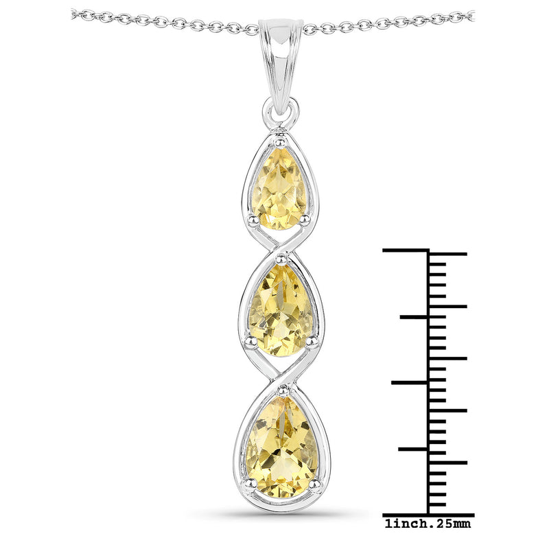 3.10 Carat Genuine Citrine .925 Sterling Silver Pendant