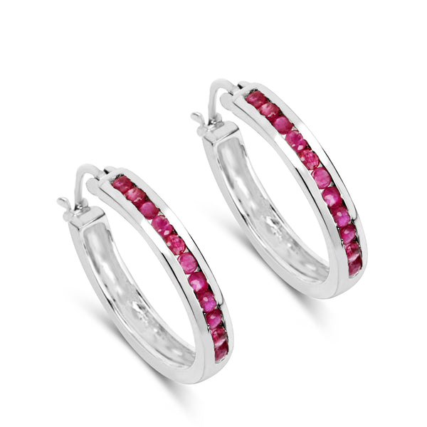 0.99 Carat Genuine Ruby .925 Sterling Silver Earrings