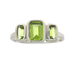 Genuine 1.50ct Peridot Ring Sterling Silver