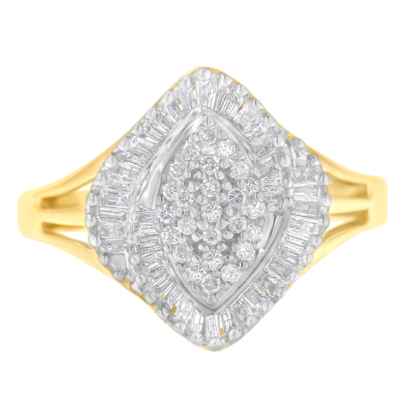 10K Yellow Gold Diamond Cocktail Ring (1/2 Cttw, J-K Color, I2-I3 Clarity) - Size 6-1/2
