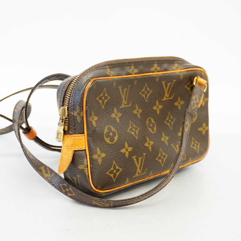 Auth Louis Vuitton Shoulder Bag Monogram Pochette Marley Bandolier M51828