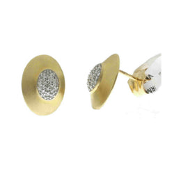Solid 18k Yellow Gold Studded Pave Diamond Stud Earrings Handmade Jewelry Gift