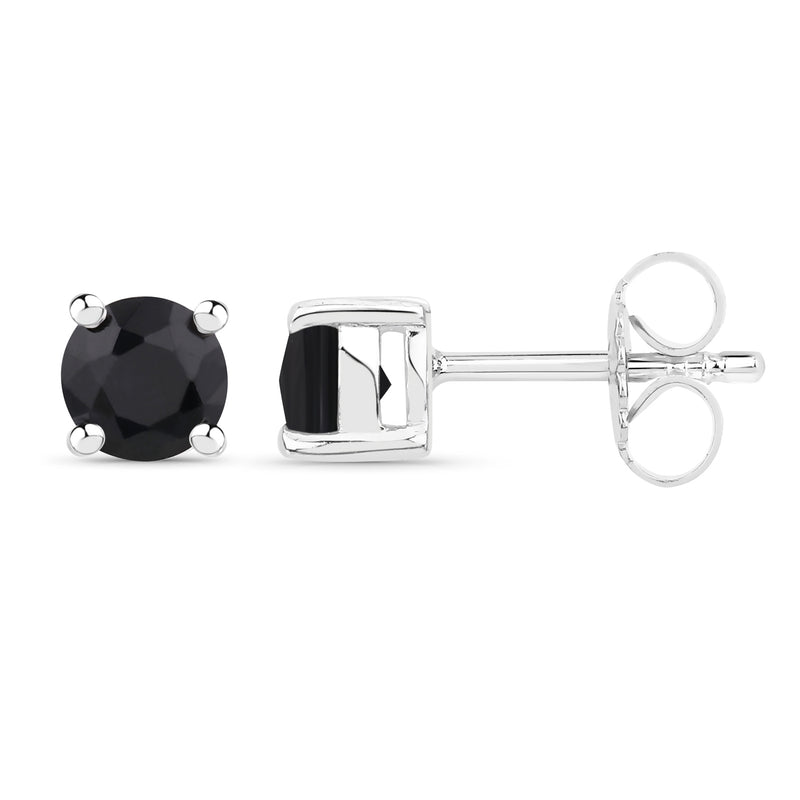 1.20 Carat Genuine Black Sapphire .925 Sterling Silver Earrings