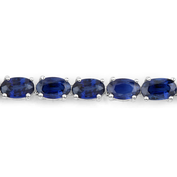 7.48 Carat Genuine Blue Sapphire 14K White Gold Bracelet