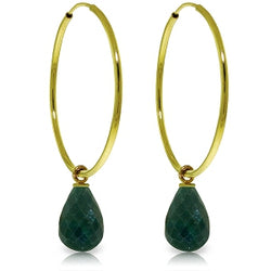 6.6 Carat 14K Solid Yellow Gold Hoop Earrings Natural Emerald