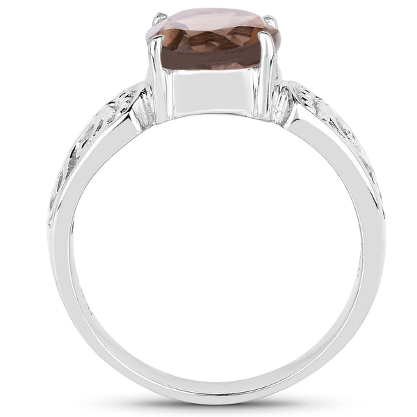 2.30 Carat Genuine Smoky Quartz .925 Sterling Silver Ring